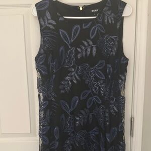 DKNY Black and Blue Sleeveless Dress